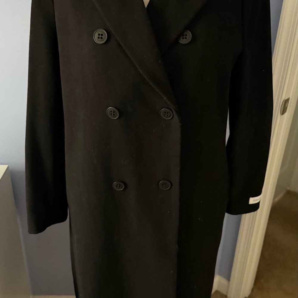 Calvin Klein Black Double-Breasted Long Coat